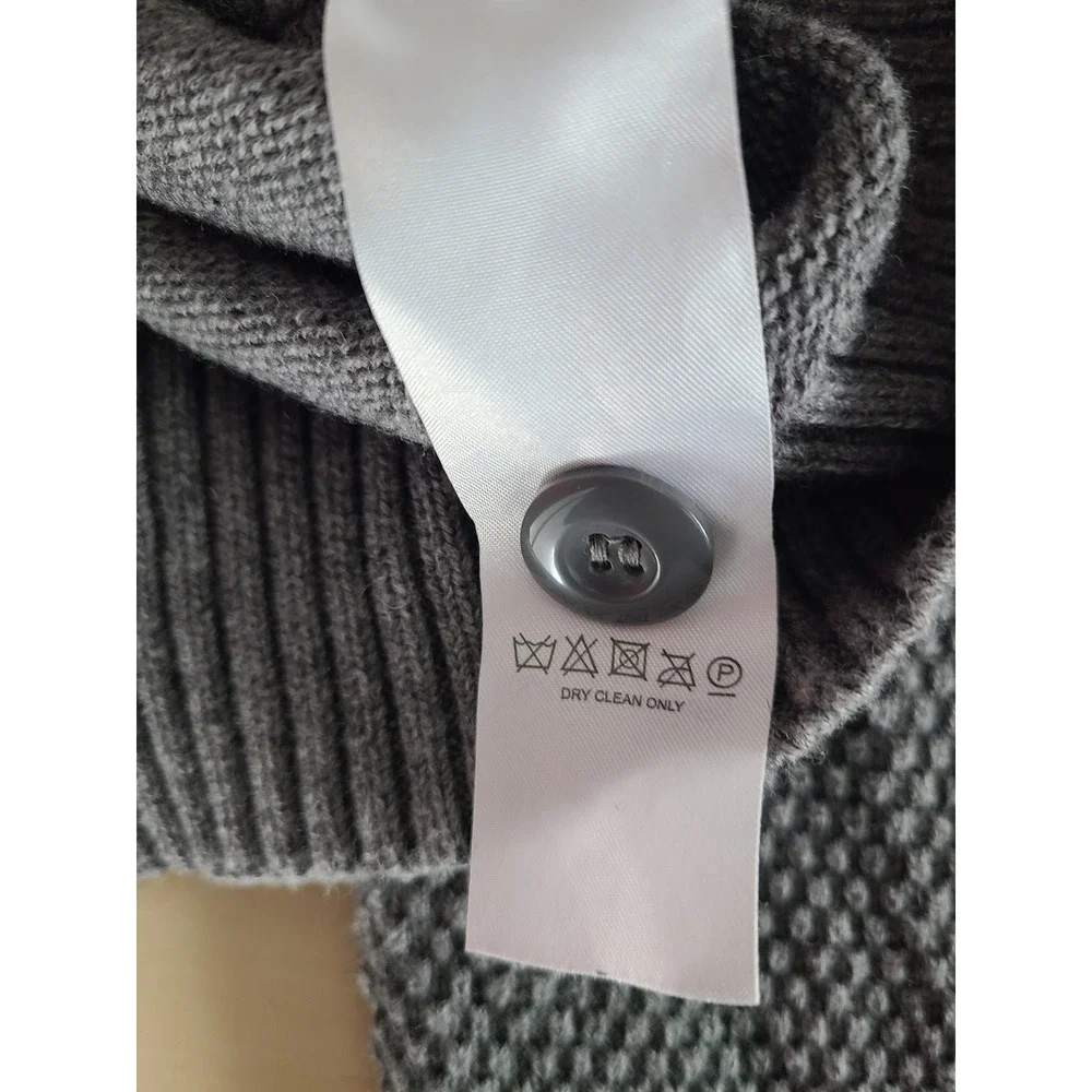 Academia Ben Sherman‎ Men Fishermen Cardigan Sweater XL Gray Wool Blend Preppy